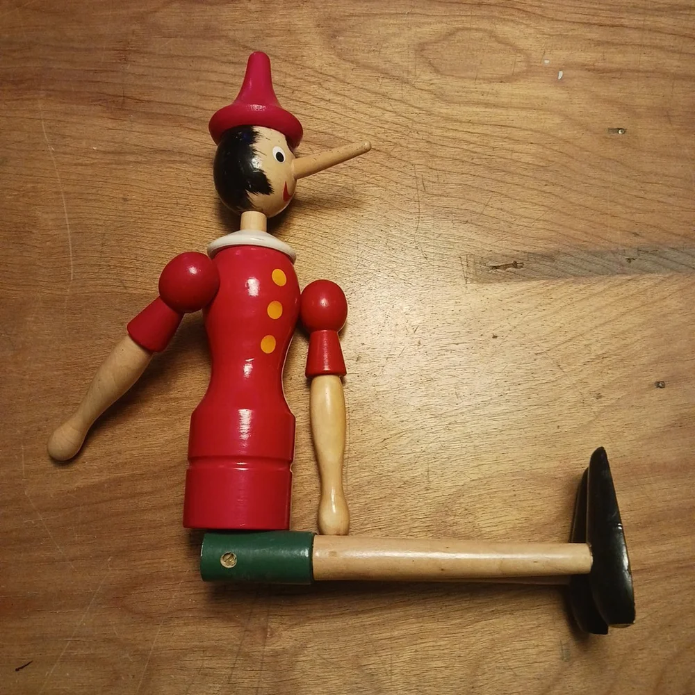 Vintage Pinocchio Wooden Jointed Doll 15.5